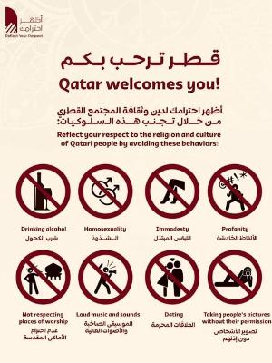 Cartilha de recomendações de conduta no Catar.