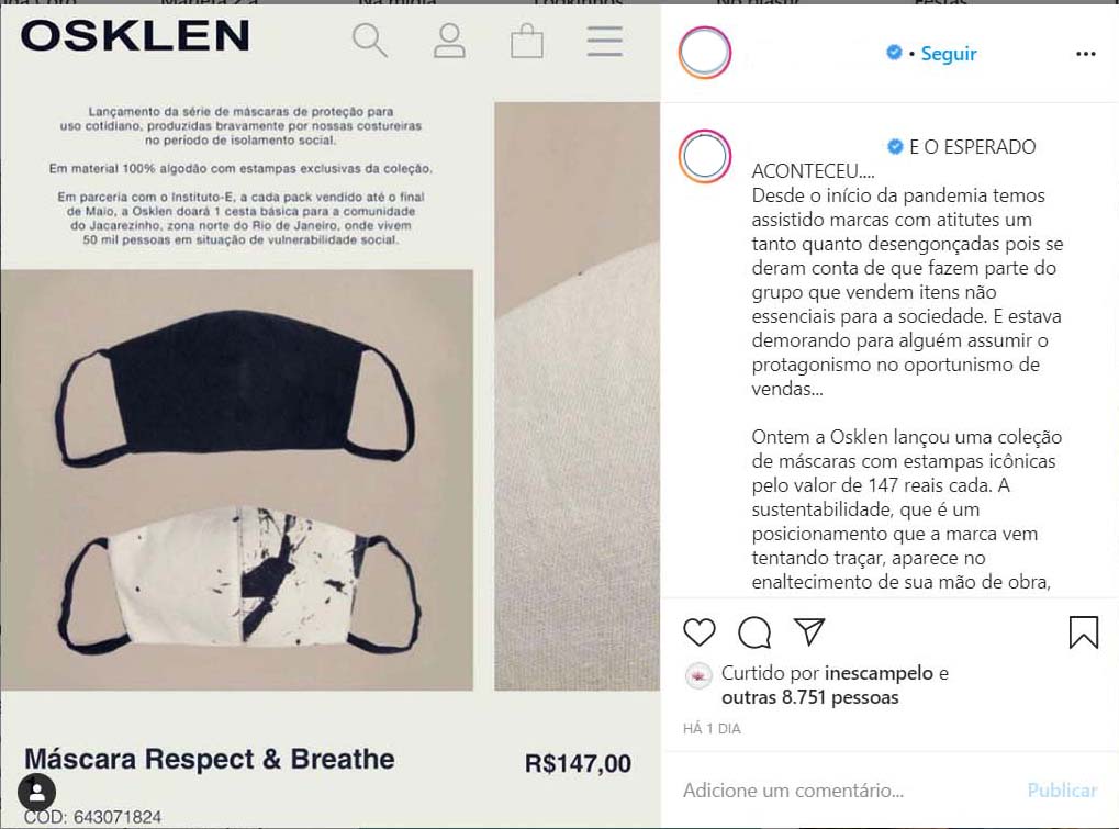 Instagram Osklen / Reprodução