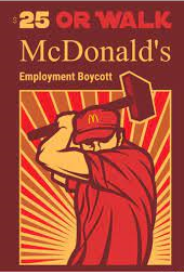 Placa compartilhada por Doerem Ford  com o slogan “McDonald’s Employment Boycott”.