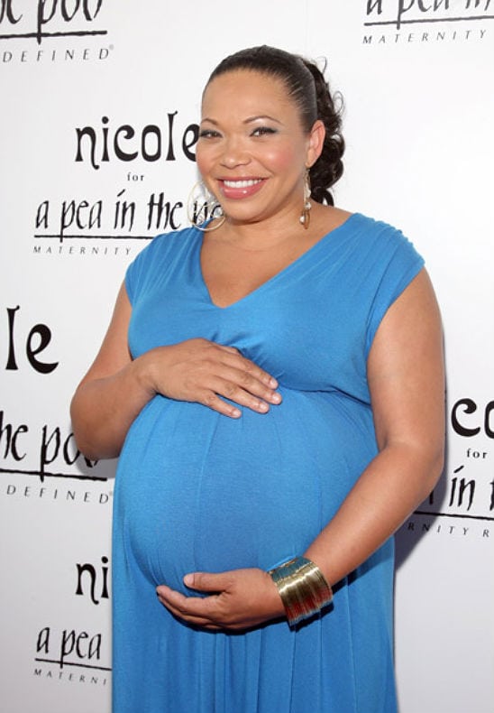 Tisha Campbell grávida de seu primeiro filho (Reprodução: R7)