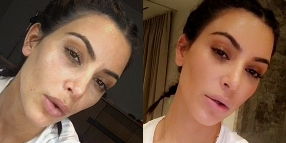 Kim Kardashian sem filtro e com filtro